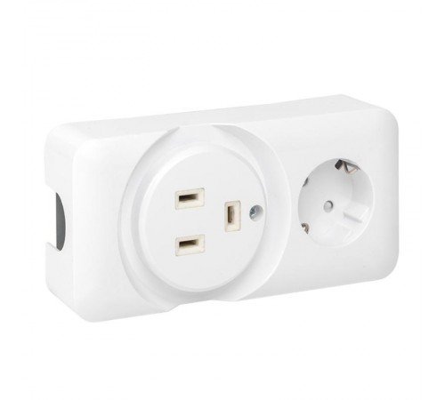 Розетка двойная (РШ/евро) 32А/16A 250В 2P+PE бел.  AS-250-32/16-O  EKF