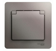 Glossa Платина Розетка с заземлением со шторками с крышкой IP20 (в сборе)  GSL001246  SE
