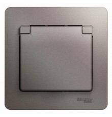 Glossa Платина Розетка с заземлением со шторками с крышкой IP20 (в сборе)  GSL001246  SE