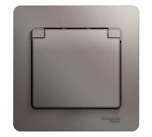 Glossa Платина Розетка с заземлением со шторками с крышкой IP20 (в сборе)  GSL001246  SE