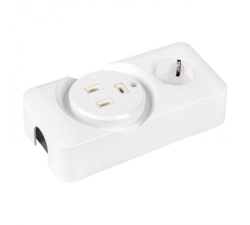 Розетка двойная (РШ/евро) 32А/16A 250В 2P+PE бел.  AS-250-32/16-O  EKF