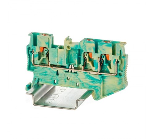 Клемма заземления, зажим push-in, 3 точки подключения, 4 кв.мм  VPR-4-TWIN-PE-YG  DKC