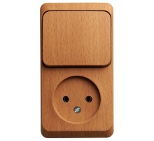 Этюд Бук О/У Блок: Розетка без заземления + Выключатель 1-клавишный  BPA16-204T  SE