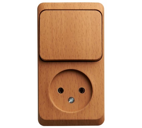 Этюд Бук О/У Блок: Розетка без заземления + Выключатель 1-клавишный  BPA16-204T  SE
