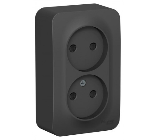 Blanca Антрацит О/У с изолирующей пластиной Розетка 2-ая без заземления со шторками 16А, 250В  BLNRA001216  SE