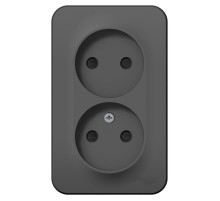 Blanca Антрацит О/У с изолирующей пластиной Розетка 2-ая без заземления со шторками 16А, 250В  BLNRA001216  SE