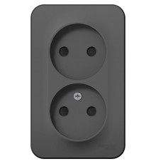 Blanca Антрацит О/У с изолирующей пластиной Розетка 2-ая без заземления со шторками 16А, 250В  BLNRA001216  SE