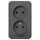 Blanca Антрацит О/У с изолирующей пластиной Розетка 2-ая без заземления со шторками 16А, 250В  BLNRA001216  SE