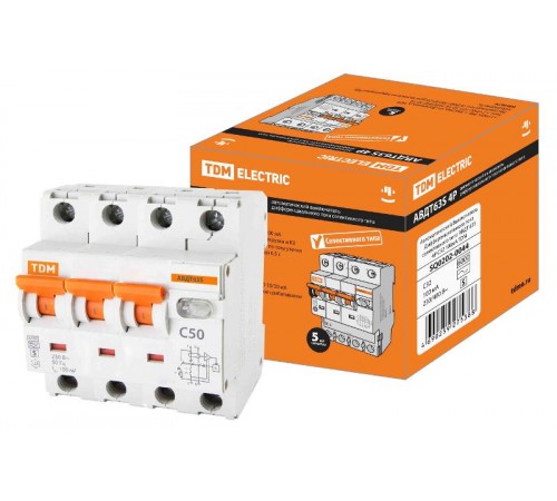 Выключатель автоматический дифференциального тока АВДТ 63S 3п+N 32А C 100мА тип AC  SQ0202-0044  TDM