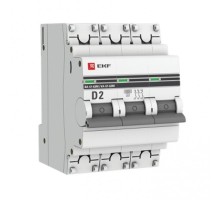 Выключатель автоматический трехполюсный 3P 2А (D) 6кА ВА 47-63M c одним магнитным расцепителем  mcb4763m-6-3-2D-pro  EKF