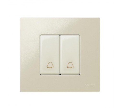 Simon 27 Выключатель 1-кл кнопочный с пиктограммой "звонок", 10А 250В, узкий модуль, S27, слоновая к  27150-61  Simon