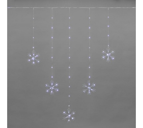 Занавес из росы с фигурами Снежинок 1,5х1,15м 156 LED БЕЛЫЙ IP20 USB + пульт управления  315-845  NEON-NIGHT