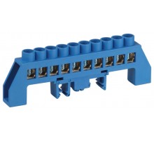 Шина  NO-224-111 N ноль в комбинированном изоляторе на DIN-рейку ШНИ-8х12-10-Д-синий  Б0062975  ЭРА