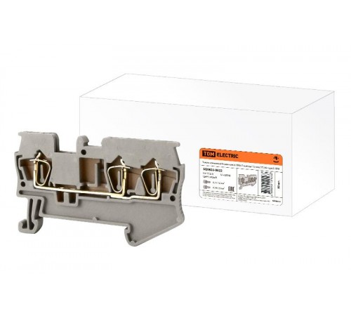 Зажим клеммный безвинтовой (ЗКБ) 3 вывода 1,5 мм2 17,5А серый   SQ0822-0022  TDM