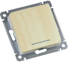 Выключатель скрытой установки, одноклавишный, с индикацией, с самовозвратом, механизм, цвет сосна  ВС10-432-02  HEGEL