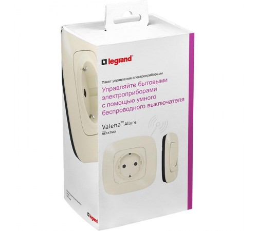 Пакет для управления быт. электроприборами Valena Allure (розетка Умн. с/з 16А 230В+Умн. беспроводн. 1-кл. выкл.) сл. кость Netatmo  752654  Legrand