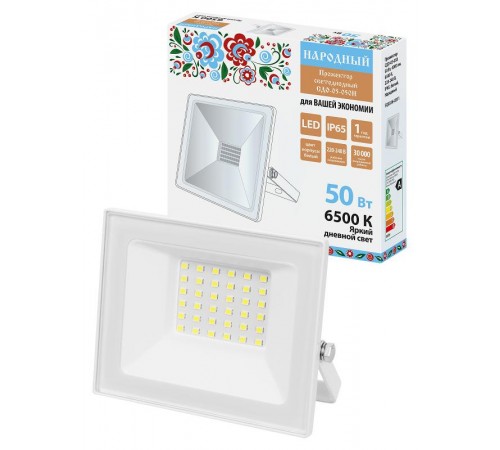 Прожектор СДО-05-050 50 Вт, 4000 лм, 6500 К, 220-240 В, IP65, белый, Народный  SQ0336-0311  TDM