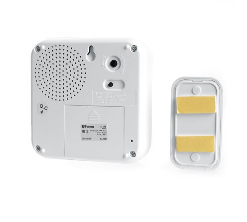 Звонок электрический дверной, (10 мелодий), белый, E-378  41434  FERON