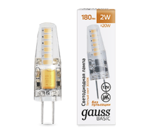 Лампа светодиодная   Basic G4 12V 2W 180lm 3000K силикон LED 1/20/200  1159712  Gauss