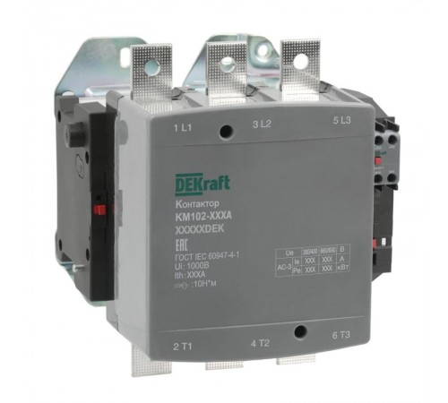 Контактор 500А 380В_АС АС3_ АС4 1НО+1НЗ КМ-102  21971DEK  DEKraft