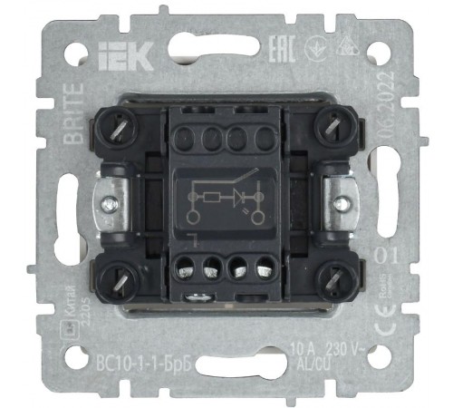 BRITE Выключатель 1-клавишный с индикацией 10А ВС10-1-1-БрБ белый  BR-V10-1-10-K01  IEK