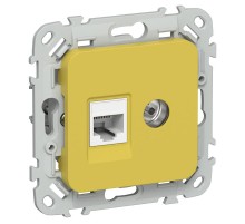 FLITE Розетка 2-ая RJ45/TV кат.5Е UTP РКТВ5е-2-0-ФлЖК желтый карри  FI-AK22-1-K44  IEK