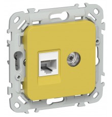 FLITE Розетка 2-ая RJ45/TV кат.5Е UTP РКТВ5е-2-0-ФлЖК желтый карри  FI-AK22-1-K44  IEK