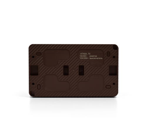 AtlasDesign Profi54 Коричневый О/У Блок: Розетка с заземлением со шторками 16А, Выключатель 1-клавишный 10 АХ  ATN546070  SE