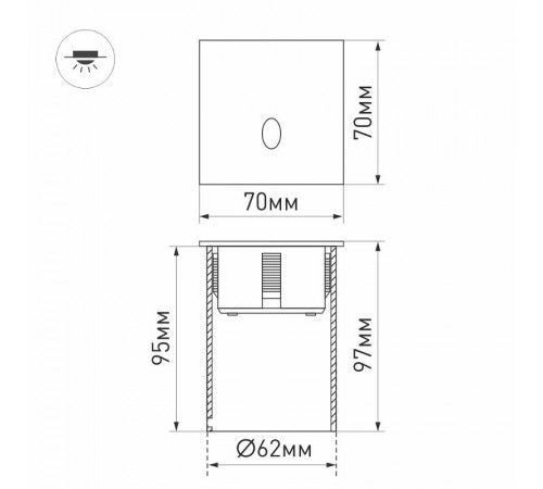 Светильник LT-GAP-S70x70-3W Warm3000 (WH, 30 deg)  025738  Arlight