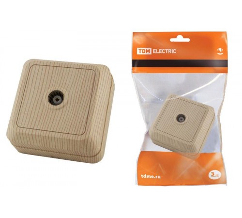 Розетка TВ простая (0-2400 Гц,  "мама") открытой установки, IP20 сосна "Ладога"   SQ1801-0058  TDM