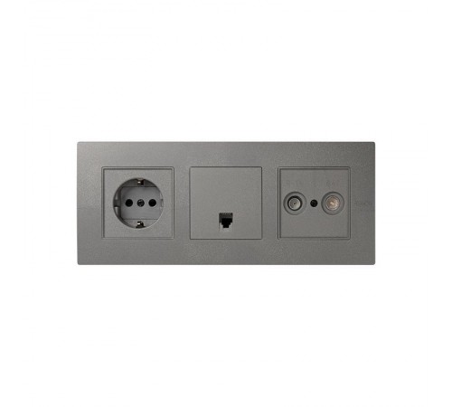 Simon 27 Рамка универсальная, 3 поста, (+суппорт, +шестигранник), 100*242мм, IP44, IK07, Scudo, серый  2705630-063  Simon