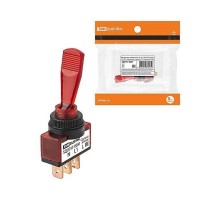 Выключатель-тумблер ASW-13D 1P 12В AC/DC 20А (3c) ON-OFF с фиксацией с красной LED подсветкой   SQ0747-0281  TDM
