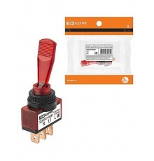 Выключатель-тумблер ASW-13D 1P 12В AC/DC 20А (3c) ON-OFF с фиксацией с красной LED подсветкой   SQ0747-0281  TDM