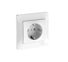 Glossa Белый Розетка с заземлением, 16А, (в сборе с рамкой), быстрозажимные клеммы  GSL000142S  SE