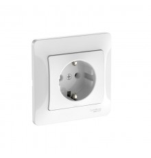 Glossa Белый Розетка с заземлением, 16А, (в сборе с рамкой), быстрозажимные клеммы  GSL000142S  SE