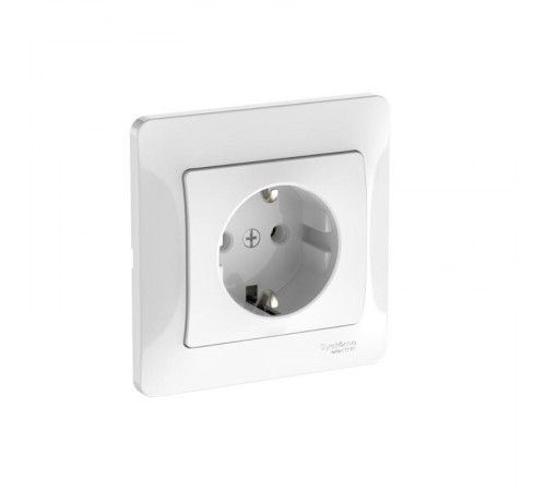 Glossa Белый Розетка с заземлением, 16А, (в сборе с рамкой), быстрозажимные клеммы  GSL000142S  SE