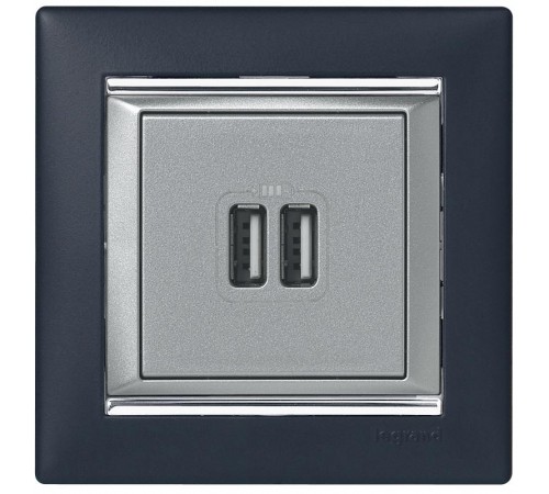 Valena Алюминий Розетка 2-ая USB  770270  Legrand