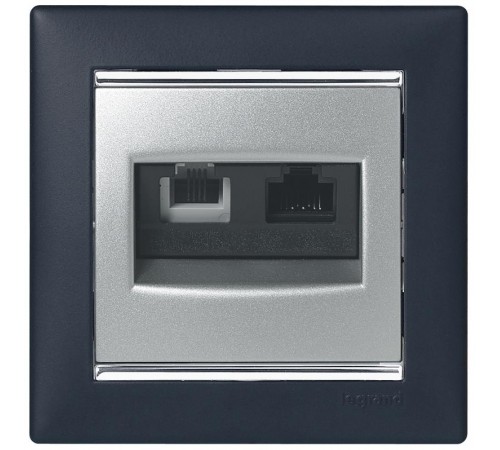 Valena Алюминий Розетка двойная комп.(RJ45) 1-ая 5 кат UTP + ТЛФ 1-ая (RJ11)  770280  Legrand