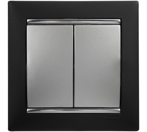 Valena Алюминий Выключатель 2-х клавишный  770105  Legrand