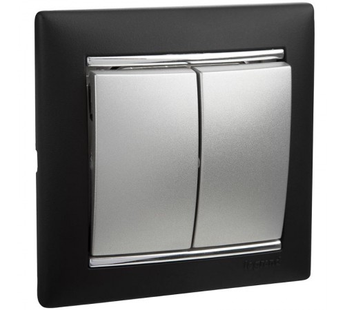 Valena Алюминий Выключатель 2-х клавишный  770105  Legrand