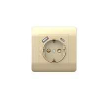 Розетка с/з со шторками, 16А+ USB двойная A+С, 5В/2,1А, шампань(NEW3-E)  431453  CHINT