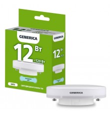 Лампа светодиодная T80 таблетка 12Вт 230В 6500К GX53   LL-T80-12-230-65-GX53-G  GENERICA