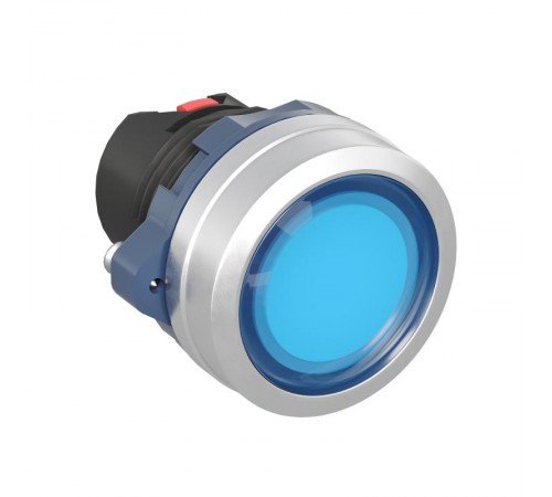 Головка кнопки плоская прозрачная с фиксацией, синяя, алюминий  M22P-FLLBA  DKC