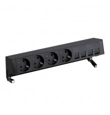 Simon S400 Настольный розеточный блок, 4x2P+E, адаптер для 4хRJ45, моноблок, черный, Simon 400  42604040-138  Simon