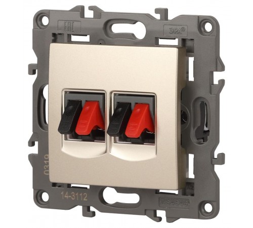 14-3112-04 Розетка аудио двойная, IP20, Эра Elegance, шампань  Б0034329  ЭРА