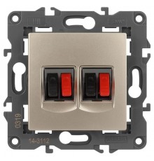 14-3112-04 Розетка аудио двойная, IP20, Эра Elegance, шампань  Б0034329  ЭРА