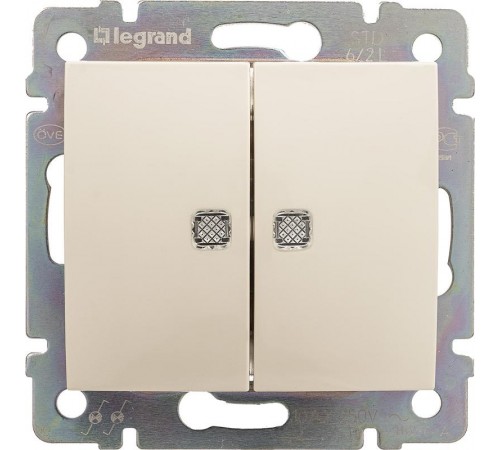 Valena Сл. кость Переключатель 2-х клавишный с подсветкой  774112  Legrand