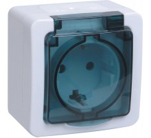 ГЕРМЕС PLUS дымчатый Розетка 1-местная О/У с/з с крышкой РСб20-3-ГПБд IP54  ERMP12-K03-16-54-EC  IEK