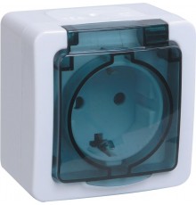 ГЕРМЕС PLUS дымчатый Розетка 1-местная О/У с/з с крышкой РСб20-3-ГПБд IP54  ERMP12-K03-16-54-EC  IEK
