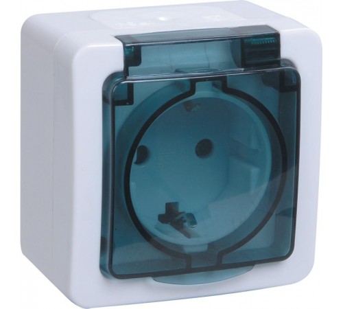 ГЕРМЕС PLUS дымчатый Розетка 1-местная О/У с/з с крышкой РСб20-3-ГПБд IP54  ERMP12-K03-16-54-EC  IEK